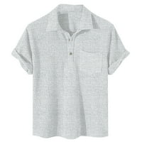Muška majica muški ležerni Walf provjerava čvrsta majica bluza Okrenite košulje s kratkim rukavima na