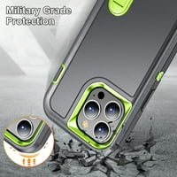 Feishell futrola za iPhone PRO MA, vojska zaštita od teških dužnosti sa skrivenim udarnim udarnim otpornim oklopnim hibridnim branik hrapavom gumenom telefonom, siva + zelena