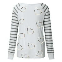 Yubnlvae ženske majice ženske modne Heart Print V-izrez Plus veličina dugih rukava bluza Bijela