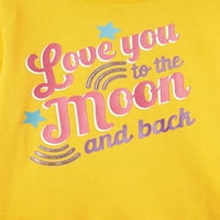 Garanimals Baby Girls' Love You To The Moon And Back Graphic T-Shirt with Long Sleeves, veličine 0 3M-24M