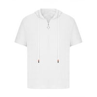 Aueoeo muške košulje Casual kratki rukavi sa kapuljačom košulje Slim-fit Shirt Zipper Cardigan Tops bluza