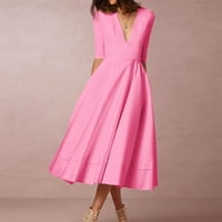 Ženske sanesi za ljetne casual maxi haljine za žene poklopac s visokim vratom COVRALL lagana ružičasta