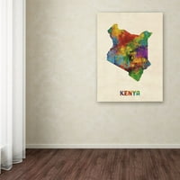 Zaštitni znak Fine Art 'Kenijski akvarel Mapa' Canvas Art Michael Thpsett