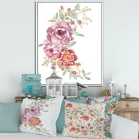 PromenArtict 'Buket ljubičaste i ružičaste cvijeće III' Farmhouse uokvirena platna Zidno umjetničko otisak