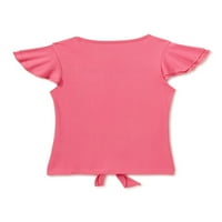 Dreamstar Djevojke Lepršaju Rukav Flip Sequin Tie-Prednja Majica, Veličine 4-16