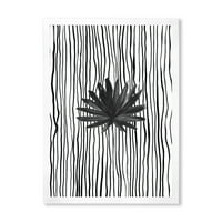 PROIZVODNJA Crno-bijelo pruga pod tropskim listom III Moderna uramljena umjetnička ispisa