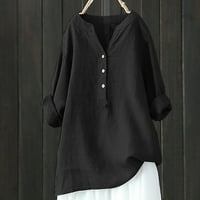 Simplmasygeni dugi rukavi majice bluze klirens ženski V-izrez rolni rukav labavi dugme tunike majice letnje