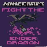 MINECRAFT - Borba na zidnom posteru Ender Dragon, 14.725 22.375