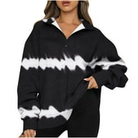 Žene Zip up pulover Duks plus veličina gradijent kravata Dye Ispis Ležerne prilike T majice Lagana labava