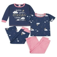 Gerber Baby Girl & Toddler Girl Snug Fit Pamuk Pajamas, 4-komadni set, veličina Mjeseci-5T
