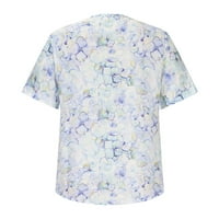 Lovskoo Ljetni vrhovi za ženska bluza za ispis kratkih rukava majica dugui na vrhu ljubičaste boje