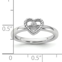 Sterling srebrni srčani dijamantni prsten