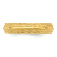 Primal Gold Karat Yellow Gold Double Milgrain Comfort Fit Band veličine 6