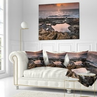 Designart Rocky African Coastline Sunset - oversized Beach Throw jastuk - 18x18