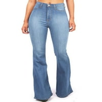 Skinny Ripped Bell donje farmerke za žene klasične pantalone sa visokim strukom, rasplamsane džinsove,