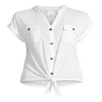 No Bounties Juniors ' Button Down Tie Front Shirt