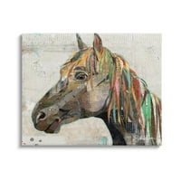 Stupell Industries Farm horse Animal Portrait Varirano skripte riječi kolaž grafička Umjetnička galerija umotano platno Print Wall Art, dizajn Traci Anderson