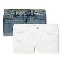Wonder Nation Girls 'Srednjoit Roll manžetna traper midi kratke hlače, 2-pakovanje, veličine 5- & plus