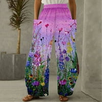 Posteljine hlače Žene Ljeto i jesen Modni Udobne ispisane boje za izvlačenje pantalone Džepovi labave