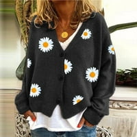 Novi kardigan za žene modni zimski Casual cvjetni štampani Dugi rukav pleteni džemper od džempera