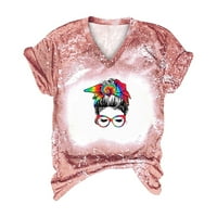 Mama Tops za žene slatka grafički Tee Casual Workout ljeto Top Gradient Shirt V-izrez Tie Dye Duks kratki