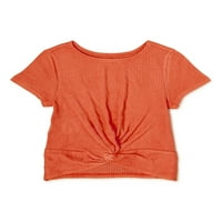Wonder Nation Djevojke Hacci Rib Twist-Prednji T-Shirt, Veličine 4 - & Plus