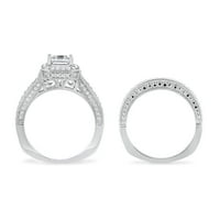 Jay Heart Designs Sterling Silver Simulirani Bijeli Dijamant Na Kvadrat Svadbeni Zaručnički Prsten Set