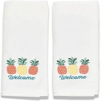 Ručnici za ručnike za bijele goste: luksuzni mekani i upijajući izvezeni komad, tropski ananas dizajn