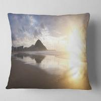 Designart Sunset na plaži Donostia - jastuk za bacanje morskog pejzaža-18x18