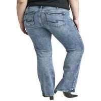 Silver Jeans Co. Plus Size Elyse Traperice Sa Srednjim Usponom, Tanke Čizme, Veličine Struka 12-24