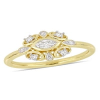 Carat TW Diamond 10kt žuti zlatni Vintage geometrijski zaručnički prsten