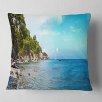 Designart Panorama s divlje plave plaže - jastuk za bacanje mora-16x16