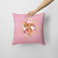 Jazavčar crvena ružičasta cvijeća od dekorativnog jastuka
