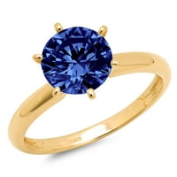 1.5ct okrugli rez plavi simulirani tanzanite 18k žuti zlatni godišnjički angažman prsten veličine 6
