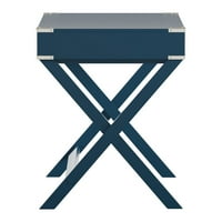 Weston Home Wood X-Base kampanjski pisaći stol sa ladicama, plavi čelik