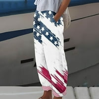 Ediodpoh ženski Casual Dan nezavisnosti američka zastava štampa pantalone vrećaste elastične pantalone