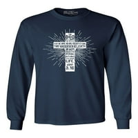 Shop4Ever muške John 3: Cross Dugi rukav Shirt XX-velika mornarica