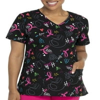 Scrubstar ženska svijest o raku dojke sve o lijeku V-izrez Print Scrub Top