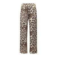 Ženske casual pantalone- Ležerne leopard Print High Squik opušteno Fit Taper modne seksi proretne hlače
