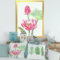 Designart' Drevni Ružičasti Cvijet Lotosa ' Tradicionalni Uokvireni Umjetnički Print