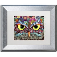 Zaštitni znak Likovna umjetnost Owl Face Umjetnost platna Hello Angel, bijeli mat, srebrni okvir