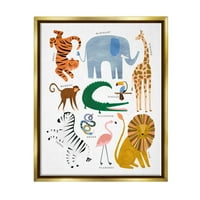 Razne Životinje Iz Džungle Životinje I Insekti Grafička Umjetnost Metalik Zlato Uokvireno Art Print Wall