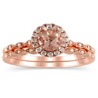 Carat T. W. Brilliance Fine Nakit Oval rez Morganite i dijamant Bridal set u 10kt ružičasto zlato, Veličina