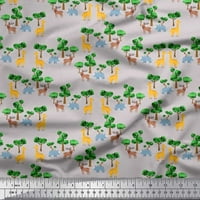 Tree tkanina sa tkaninom Soimoi Poliester, žirafe i rešetke i rešetke životinjskih tkanina otisci dvorišta