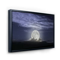 Designart' Full Moon Rising In A Cloudy Night Sky ' Nautical & Coastal Framed Canvas Wall Art Print
