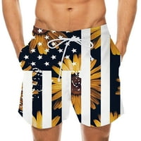 Muški dan nezavisnosti Swim Shorts Striped zastavačke hlače Elastične struk hlače na plaži bijeli xxxl