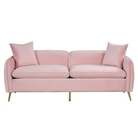 Aukfa 77.5 Moderna baršunasta kauč za dnevne sobe namještaja set apartmana - jastuci - ružičasti