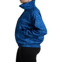 Reebok ženska mrežasta mišićena jakna za tiskanu teku sa prednjim džepovima i prednjim preklopom