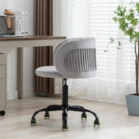 Aukfa baršunasta kancelarijska stolica za slobodno vrijeme sa Remenicom za učenje i ured, siva