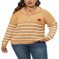 Abtel ženski džemper Plus veličine prugasti pulover labavi džemper Top žene topli zimski predimenzionirani